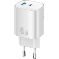 Tīkla lādētājs t66 45w gan cc290 usb-a + usb-c ātrā uzlāde