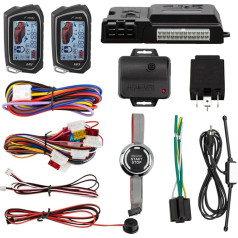 EASYGUARD EC207-M9 2-Way Car Alarm System with 1.73 Inch LCD Pager Display Push Start Button Remote Engine Timer Engine Start DC12V