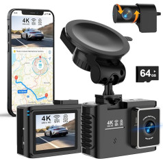 Dash Cam Car Front Rear 4K/2.5K, 5GHz WiFi Dash Cam with GPS, 2.0 Inch IPS, 170° Wide Angle, Dual Car Camera with Battery, 24 Hours Parking Monitoring, Super Night Vision, WDR, G-Sensor, Loop