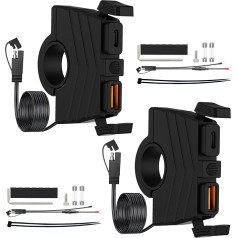 FIVAVA Motorcycle USB C Socket, 18W QC3.0 USB-A and 36W PD Type-C Motorcycle Phone Charger Waterproof for 12V-24V (Pack of 2)