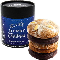 Hallingers Merry Christmas - 5 Juicy Elisen Gingerbread High Core Content Handmade in Elegant Paper Tin for Christmas (Tin) - Easter Gifts Easter Basket Easter Eggs & Easter Decoration | Thank You New