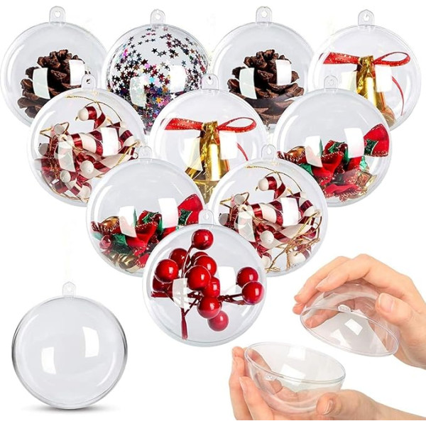 AGM Pack of 20 Transparent Plastic Baubles for Christmas New Year