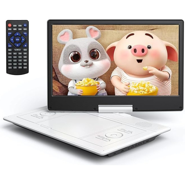 YOTON 16.9 Inch Portable DVD Player with 14.1 Inch HD Swivel Screen for Car, 4-6 Hours Playback Time with Battery, Intelligent Memory Playback, USB/SD Support (White)