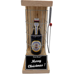 Flensburger Pilsener Merry Christmas Geschenk Weihnachten Flensburger - Eiserne Reserve Gitterkäfig Biergeschenk s/w Merry Christmas Bier (1 x 0.33 l)