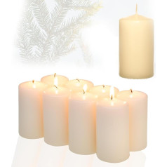 Candelo Set of 8 Pillar Candles Christmas Candles Champagne 5.8 cm x 12 cm Advent Candle Christmas Decoration Christmas Candles for Advent Wreath