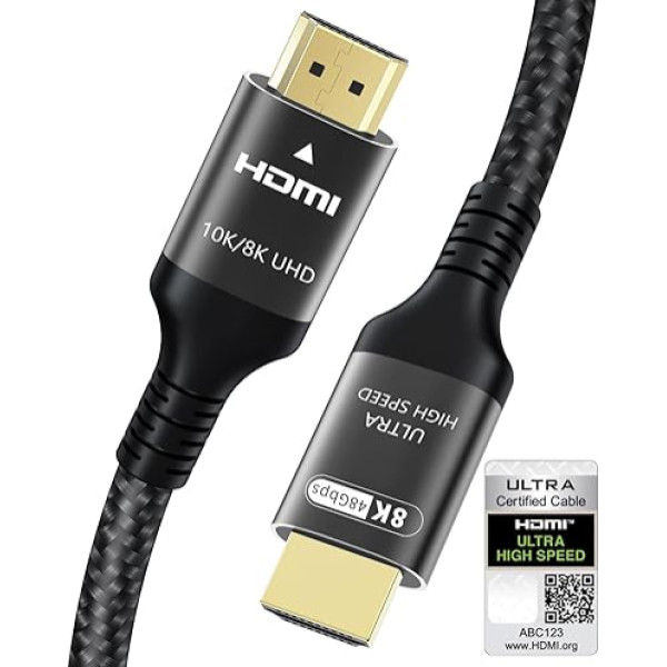 Adauxter Certified 10k 8k 4k HDMI Cable 5M, 48Gbps Ultra High Speed HDMI® Cable 4K 144Hz 120Hz 8K60Hz eARC DTS:X D-olby Atmos HDR10+ HDCP2.3 Compatible Monitor Gaming PC TV RTX4090
