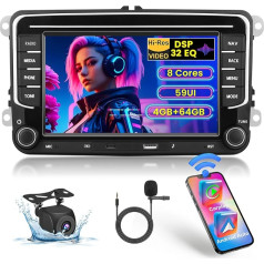 [8 Core 4G + 64G] Inefala Android 15 Radio for VW Golf Polo Caddy Tiguan Touran, 7 Inch Touchscreen Car Radio 2 DIN Bluetooth with Wireless Carplay Android Car, GPS WiFi RDS/FM DSP 59UI Mic Reversing