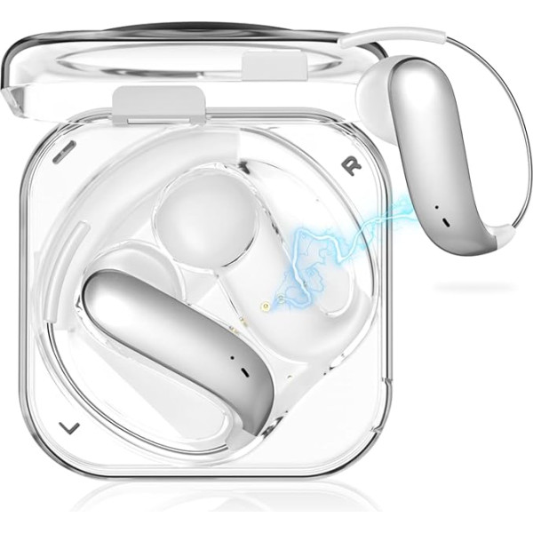 CATGIFF Open Ear Headphones Bluetooth 6.0 with 4.6 g Lightweight, 45 Hours Ear Hooks Sports Earphones, Ultra Comfort Wireless Earbuds, Clear Calls, Powerful Sound, Commuter / Sport, Silver
