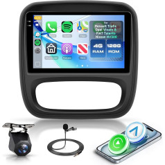 4G + 128G 9 Inch Android Car Radio for Renault Trafic Opel Vivaro B Fiat Talento Nissan NV300 Wireless Carplay Stereo with Android Car Navigation GPS Mirror Link Bluetooth FM/RDS/EQ WiFi SWC Reversing