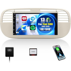 [4+64G] SIXWIN Android 13 Car Radio with CarPlay/Android Car/Mirror Link for Fiat 500 2007-2015.7 Inch HD Touchscreen Supports WiFi GPS Bluetooth 5.0 FM/RDS 32EQ (Beige