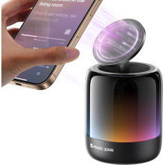 MAGIC JOHN Bluetooth Speaker with Magsafe Mobile Phone Stand Table, Music Box with Light, Bluetooth 5.3, 3.5h+ Battery, Powerful Stereo Sound for iPhone, Galaxy etc. (Black)