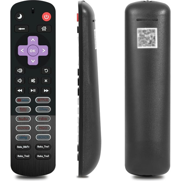 Replacement Remote Control for Roku TV, No Batteries Required, with USB-C Charge, Compatible with TCL, Hisense, Onn & Philips (Including Case, No Stick/Box) (1XROKU)