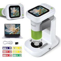 OUTACT Tragbares Mikroskop für Kinder mit Ständer,50X-1000X 2.0 IPS-Bildschirm Digitales Mikroskop mit 8 LED Lights,Foto und Video,3 In 1 Kindermikroskop Geburtstag Geschenk ab 3 Jahren