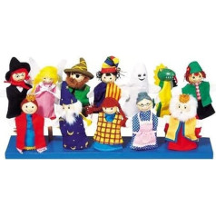 goki Finger Puppet Set 2 - 12 Lovingly Designed Finger Puppets Made of Wood and Fabric, Promotes Imagination, Creativity and Language Development, Ideal for Children from 3 Years SO 401