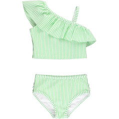 RuffleButts® Baby/Toddler Girls Rash Guard 2-Piece Swimsuit Set - Long Sleeve Bikini with UPF 50+ Sun Protection