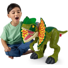 Fisher-Price Imaginext Jurassic World Dinosaur Toy Batting Action Dilophosaurus Over 40 cm Figure with Light and Sound Effects for Children Aged 3+ HVY16, HVY16