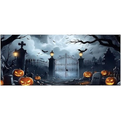 XhuangTech Halloween Garage Door Banner, Horror Theme Door Cover with 10 Grommets, 100D Polyester, Scary Pumpkin, Scary Hanging Banner, Party Decoration (15x30cm Jack-O Lantern with Carved)