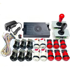 9800 in 1 Pandora Saga Box DX Special Plus DIY Kit 8 Way Joystick American Style Push Button Arcade Game Console Cabinet Bartop (Black and Red)