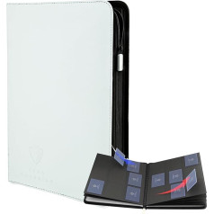 Card Guardian - 9 Pockets Premium Folder with Zip for 360 Cards - Side Pockets for TCG Trading Card Games (White)