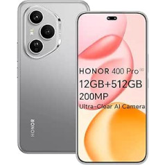 HONOR 400 Pro Smartphone 5G 512GB/12GB RAM, 200MP Ultra Clear AI Camera, 6.7 Inch AMOLED Display 120Hz 5000Nits, Snapdragon 8 Gen 3, 5170mAh Battery, IP68 and IP69, Dual SIM, NFC, Android 15, Grey