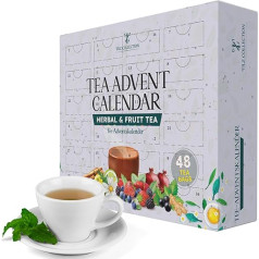 Tea Advent Calendar 2025 - 24 Days Tea Gift Advent Calendar for Men and Women, Advent Calendar, Tea Set, 2 x 24 Flavoured Teas, Fruit Tea, Herbal Tea Gift Set