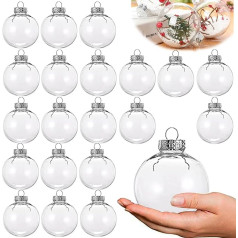 Fillable Christmas Baubles DIY 2.3 Inch Clear Plastic Baubles Ornaments 20 Pieces Clear Plastic Balls for Christmas Halloween Birthday Wedding