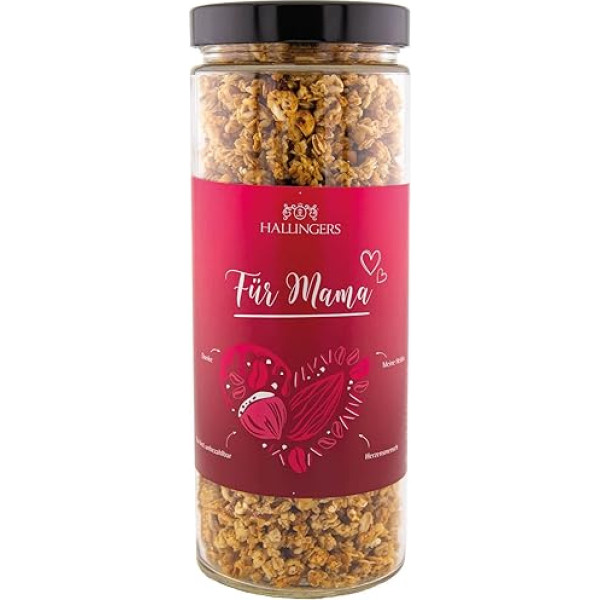 Hallingers For Mum - For Mother's Day for Mum Finest Gourmet Muesli Fresh from the Mill, Ready as a Gift (Glass) - Mother's Day Gift & Gift Ideas for Father's Day | New Home Anniversary Fr
