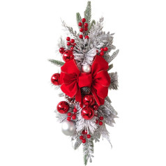 Weihnachtsgirlande in Tropfenform, Kränze, Weihnachtsgirlande für Haustür, Weihnachtsdekoration, Heimdekoration (A-Rot, 45 x 20 cm)