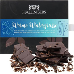 Hallingers Warm Winter Greetings X Mas - Vegan Chocolate Dark Fine Cocoa Christmas Spices - Handmade, Alcohol-free (Box) - Gift Ideas Christmas & Gifts Christmas | Congratulations Thank You Fre