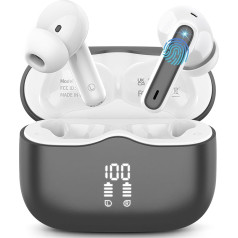 Headphones Wireless Bluetooth 5.4, Bluetooth Headphones with 4 ENC Noise Reduction Mics, 40 Hours In-Ear Headphones Bluetooth Deep Bass LED Display IP7 Waterproof Sports Earphones USB-C Touch Control