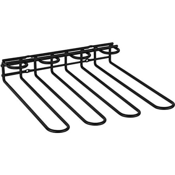 APS 93399 Glass Rack, 29.5 x 32 x 6 cm, High Quality Chrome Plated Wine Glass Holder for 12 Glasses, Holder for Hanging Glasses for Home Bar, Kitchen, Bar, Restaurant, Black