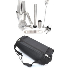 Bartender Case Professional Canvas Carry Case Storage Bag Barware Bar Set Portable Travel Accessories Mixology 9pcs