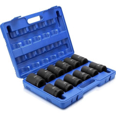 12 Piece 1 Inch Deep Impact Sockets, Chrome Vanadium Steel Impact Wrench Nuts Set 35/36/38/41/24/26/27/29/30/32/33/34 mm