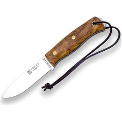 Joker Ember F CO123 Sports Knife Olive Wood Handle Brown Leather Sheath Blade 10.5 cm SANDVIK 14C28N Steel Includes 200 cm Parakord 550 Tool for Fishing, Hunting, Camping and Hiking