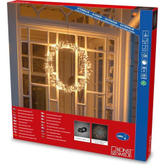 Konstsmide 2757-830 Frosted LED Metal Wreath with Dimmer and 8 Hour Timer, 600 Amber Diodes, 30 V, Outdoor (IP44), 6 W, Black Cable