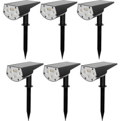 AKTIVE 85496 6 LED Solar Lights 2-in-1 Warm Light 5-10 Lumens with Ground Spike or Wall Mounted, No Cable, Waterproof, Range 1-2 m, Autonomy Up to 8 Hours, Garden Lighting and Lighting