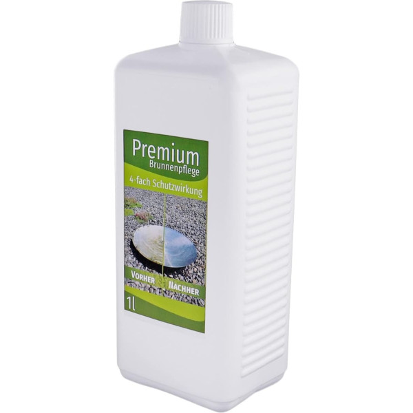 Premium Fountain Additive 1 Litre Against Algae, Limescale, Slippery Deposits and Slimy Water, Foam-Free, Biodegradable, Garden Fountain, Indoor Fountain, Clear Water Additive
