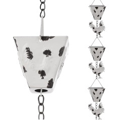 2.5M Outdoor Rain Chain Rain Chain with 10 Tap Cups, Adjustable Rain Chains for Gutters, Eaves Drainage, Replacement for Downpout