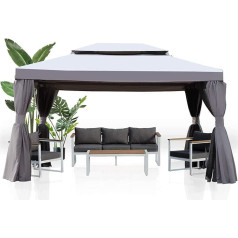 Grand patio Gazebo, Garden Gazebo with Mosquito Net and Curtains, Premium Material, 200 g/m² Roof Tarpaulin, Garden Tent for BBQ, Event, Party, Quick Assembly, UV Protection 50+ (3 x 4 m, Greyish)