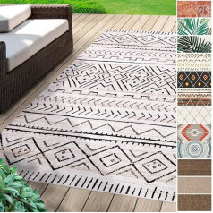 Floordirekt Outdoor Rug Weatherproof & UV Resistant for Patio, Balcony or even for Kitchen and Living Room Robust, Flat-Woven Short Pile Washable Living Room Rug 160 x 230 cm Aztec Grey
