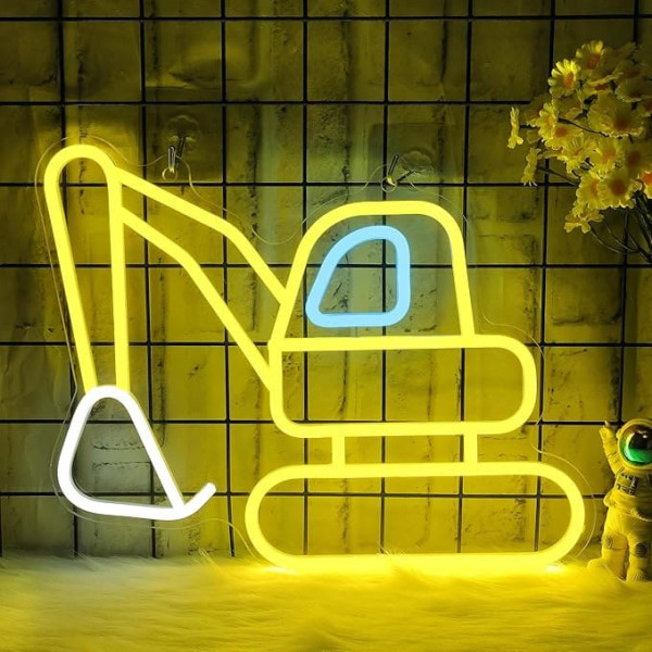 CoolGift Mart Excavator Neon Sign, Vibrant LED Light Decoration, USB Powered for Bedroom, Boys Room, Playroom, Man Cave - Gift for Children and Teenagers