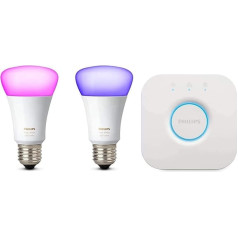 Philips Hue White and Colour Ambiance E27 LED Light Starter Set 4 Generation, dimmable, controllable via app, compatible with Amazon Alexa (Echo, Echo Dot)