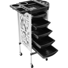 EurHomePlus Hairdressing Trolley with 5 Drawers, Multifunctional Salon Storage Trolley Cart, Hairdresser Work Trolley 52 x 36 x 90 cm (White)