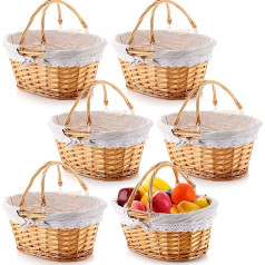 Große Mehrzweck-Weidenkörbe mit Griffen, 38,1 x 28,9 x 17,9 cm, gefüttert, oval, Weidenkörbe, Picknickkörbe zur Aufbewahrung, Picknicks, Ostern, Obst, Herbst, Ernte, Süßigkeiten und