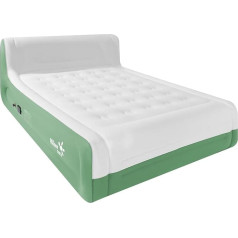 HikerSKY King Size Air Mattress with Headboard - Inflatable Air Bed with Battery Pump, Quick 3-Min Setup, Ideal for Home, Guest Room & Camping, Green, 220 x 154 x 45 cm