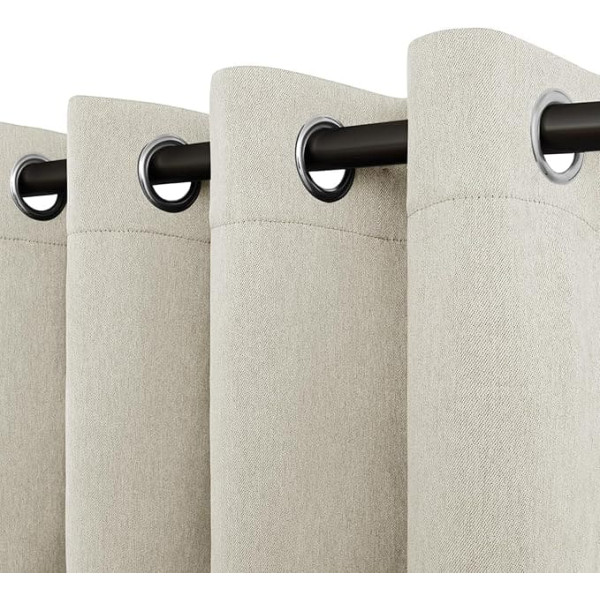 Easy-Going Linen Look Blackout Curtain 84 Inch Length Grommet Window Curtain Drapes for Bedroom Living Room Thermal Insulated Room Darkening (Set of 2 Panels, Natural)