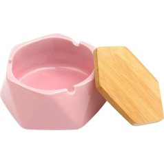 Ceramic Ashtray, Nordic Style Ashtray with Lid, Windproof Ashtray for Outdoor, Home, Office, Bar, Cafe Decoration (Pink)