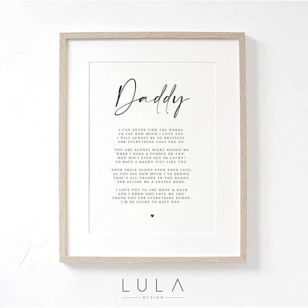 Lula Design Daddy Poem A4 or A5 - Father's Day Gift, Father's Day Gift, Birthday Gift, a Poem for Dad, Father's Day Gift for Dads from Children, Father's Day Gift