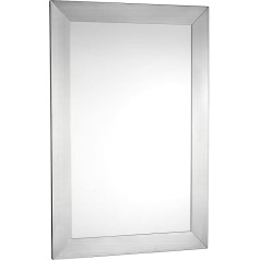Croydex Parkgate Rectangular Mirror with Brushed Stainless Steel Frame and Hang N Lock Fitting System, 920 x 610 x 19mm
