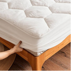 HOUSE 22 Double Quilted Mattress Protector (137 × 190 cm) Hypoallergenic and Soft Mattress Topper Elastic Skirt with 30 cm Deep Pockets